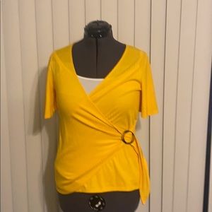 Bright yellow shirt size small 94% polyester